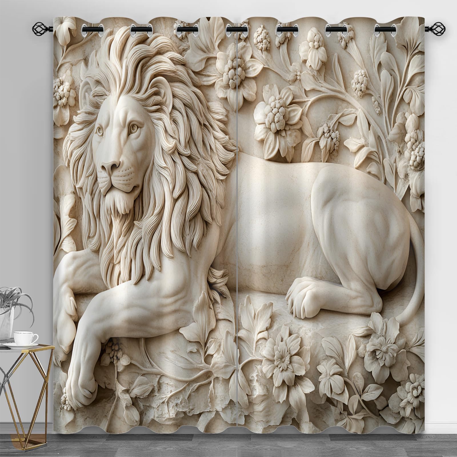 Rideaux thermiques lion isolants à œillets pour réguler la lumière du bureau