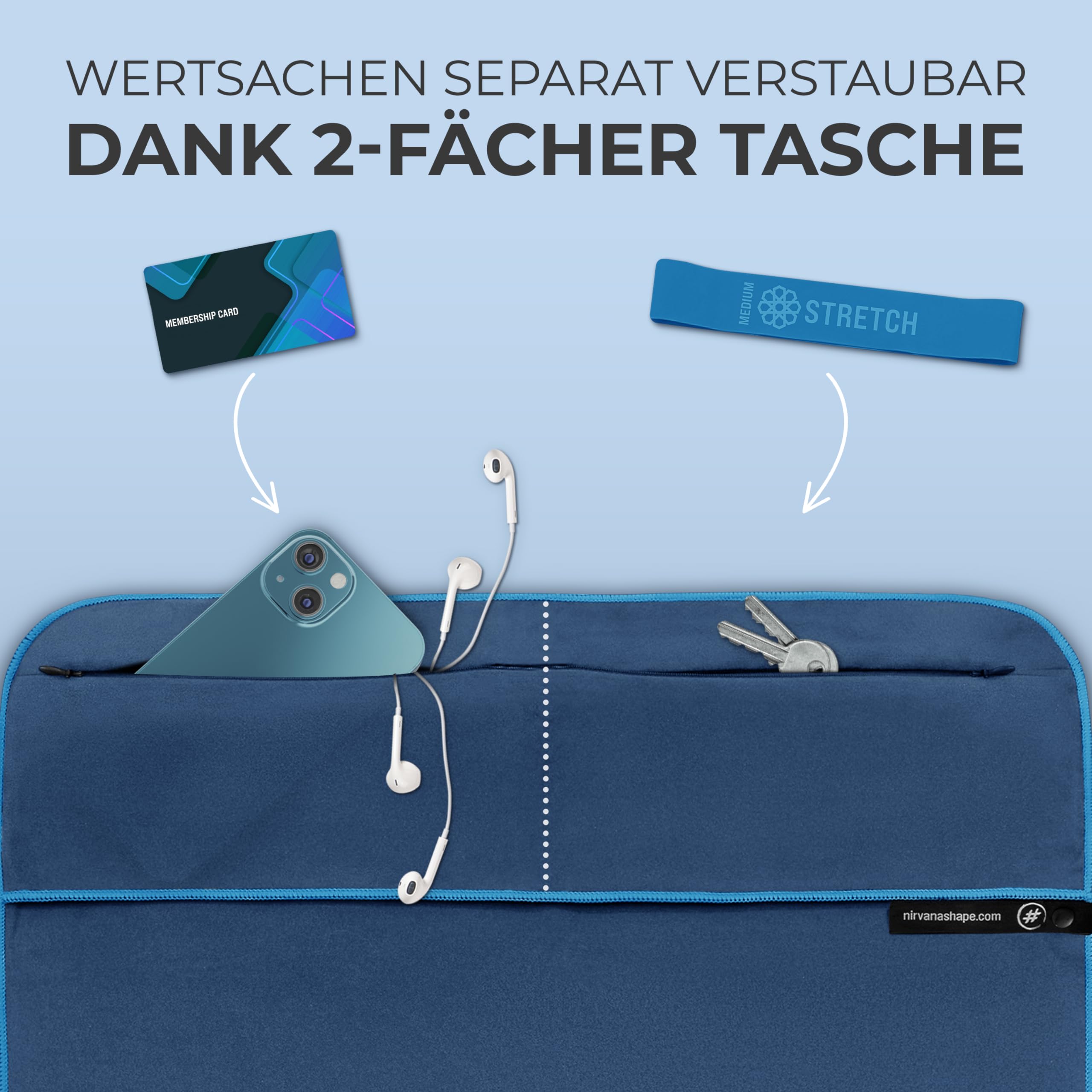 NirvanaShape Fitness-Handtuch | Aus starker Mikrofaser mit Magnet-Clip, stilvoll & funktional | Ultra-saugfähig & kompakt | Dein perfektes Sport-Handtuch fürs Fitnessstudio