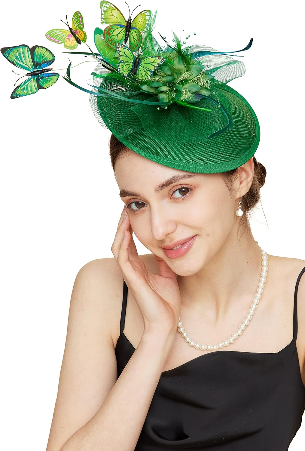 Gionforsy Butterfly Fascinator Hat Feather Tea Party Hat Monarch Butterfly Headband Fascinators for Wedding