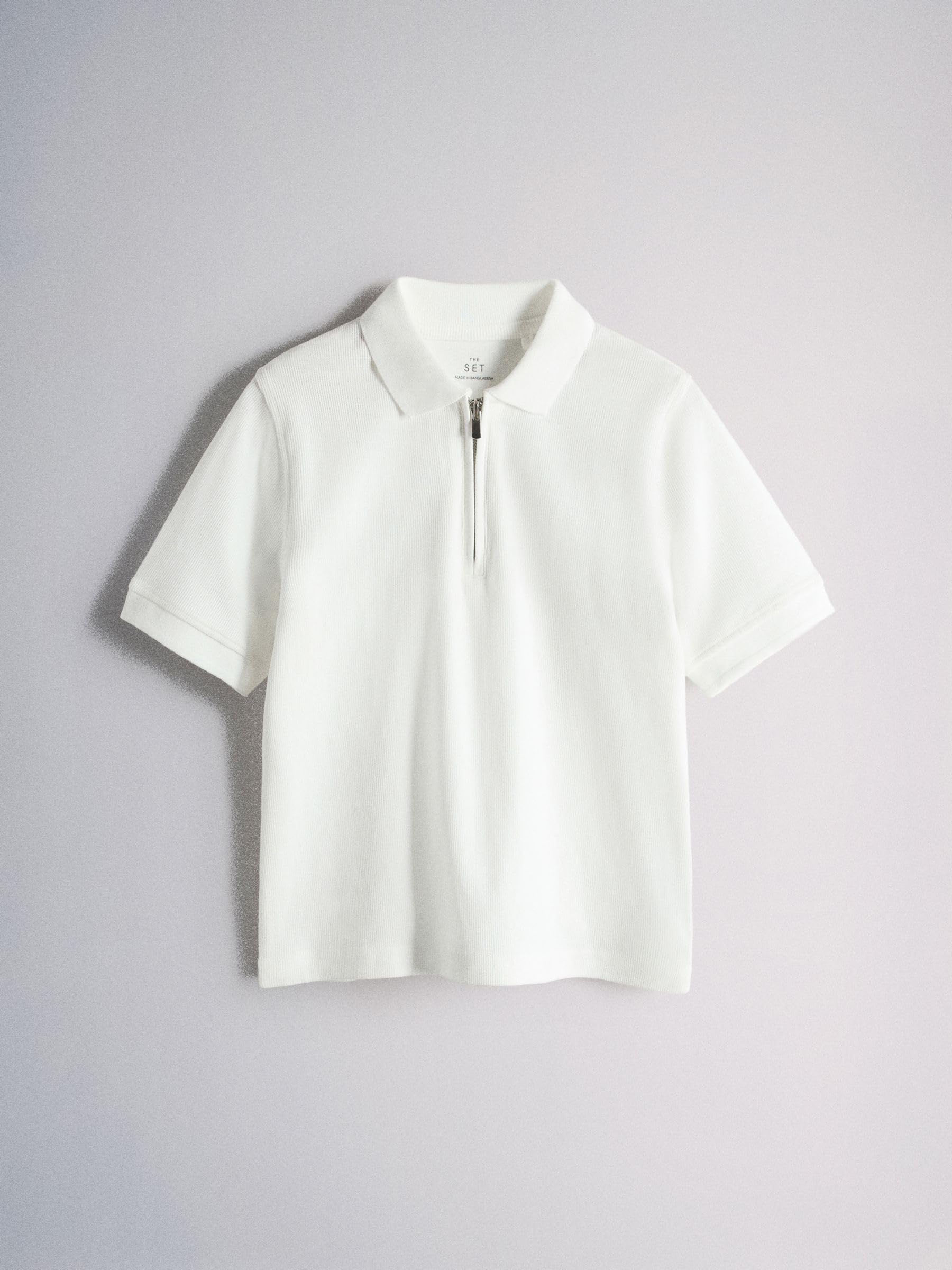 THE SET Garçon Polo à Manches Courtes et col zippé en Jersey texturé, Lot de 4