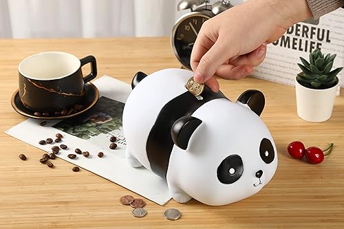 Miniatura 8 de H&W Banco de dinero Panda, alcancía inastillable, primer banco de monedas, el mejor cumpleaños de Navidad para niños y niñas, decoración del hogar