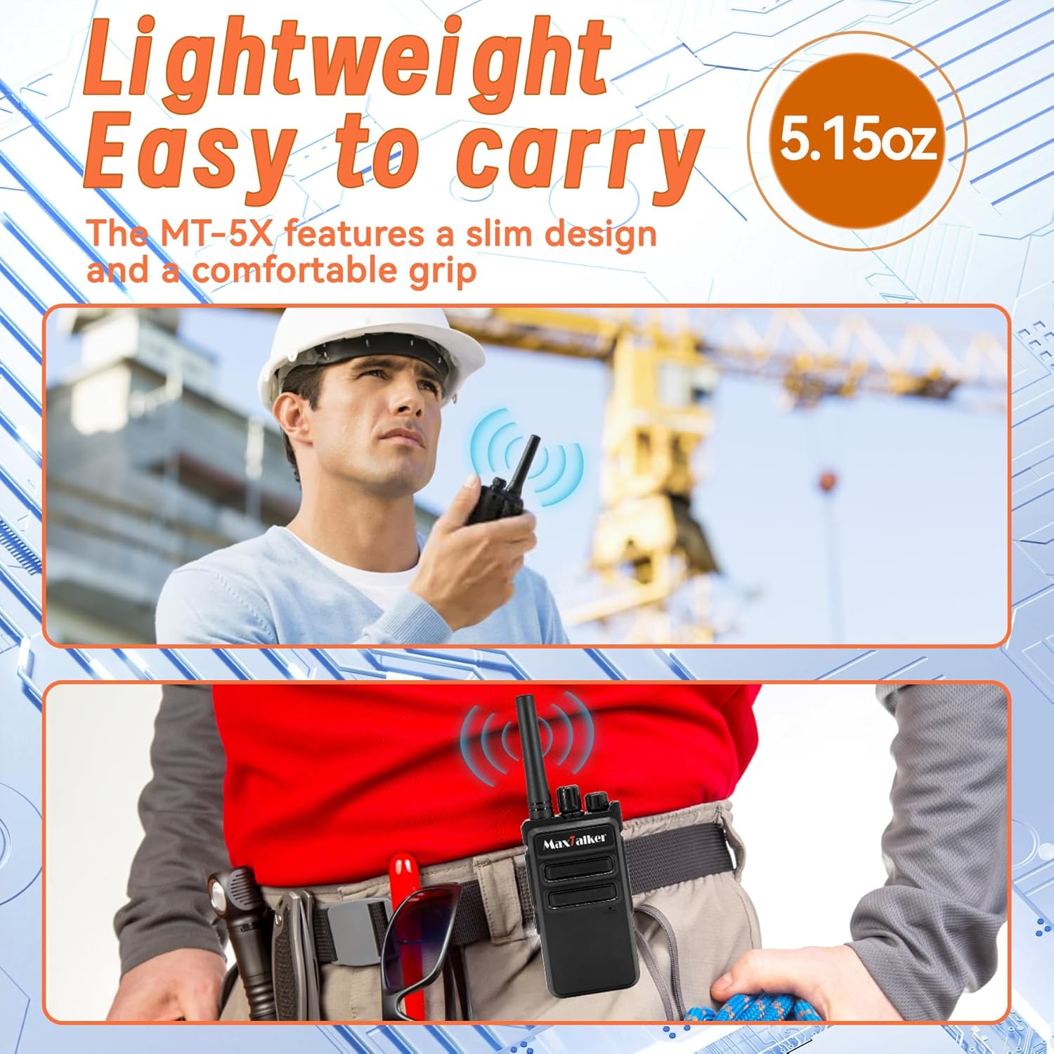 MT-5X Walkie Talkies Long Range for Adults, FRS Radios Walkie Talkie with Conduit Earpiece, Walkie Talkies Rechargeable Type-C Charging Battery, Two Way Radio for Hiking, School（10 Pack）