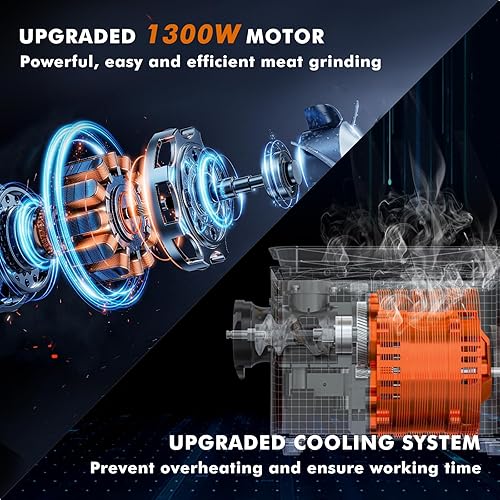 Miniatura 9 de Anatole Picadora de carne eléctrica comercial 1.5HP 1100W 600lbh Picadora de carne de acero inoxidable resistente con 2 cuchillas, 4 placas de