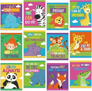 Harloon 12 Pcs Jungle Classroom Posters Inspirational Bulletin Board Classroom Decoration Motivational Positive Animals Posters for Back to School Home Chalkboard Office Wall Decor