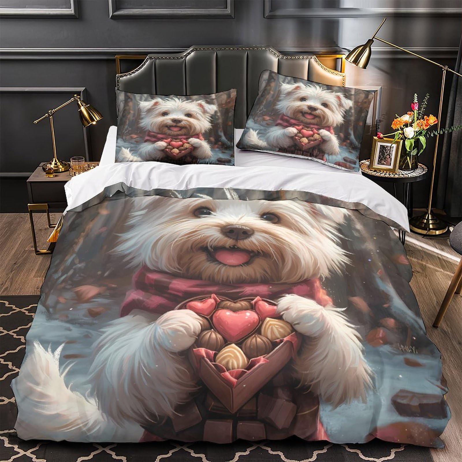 Housse de couette Cockatiels grand lit King Size 220x240 en microfibre premium effet 3D