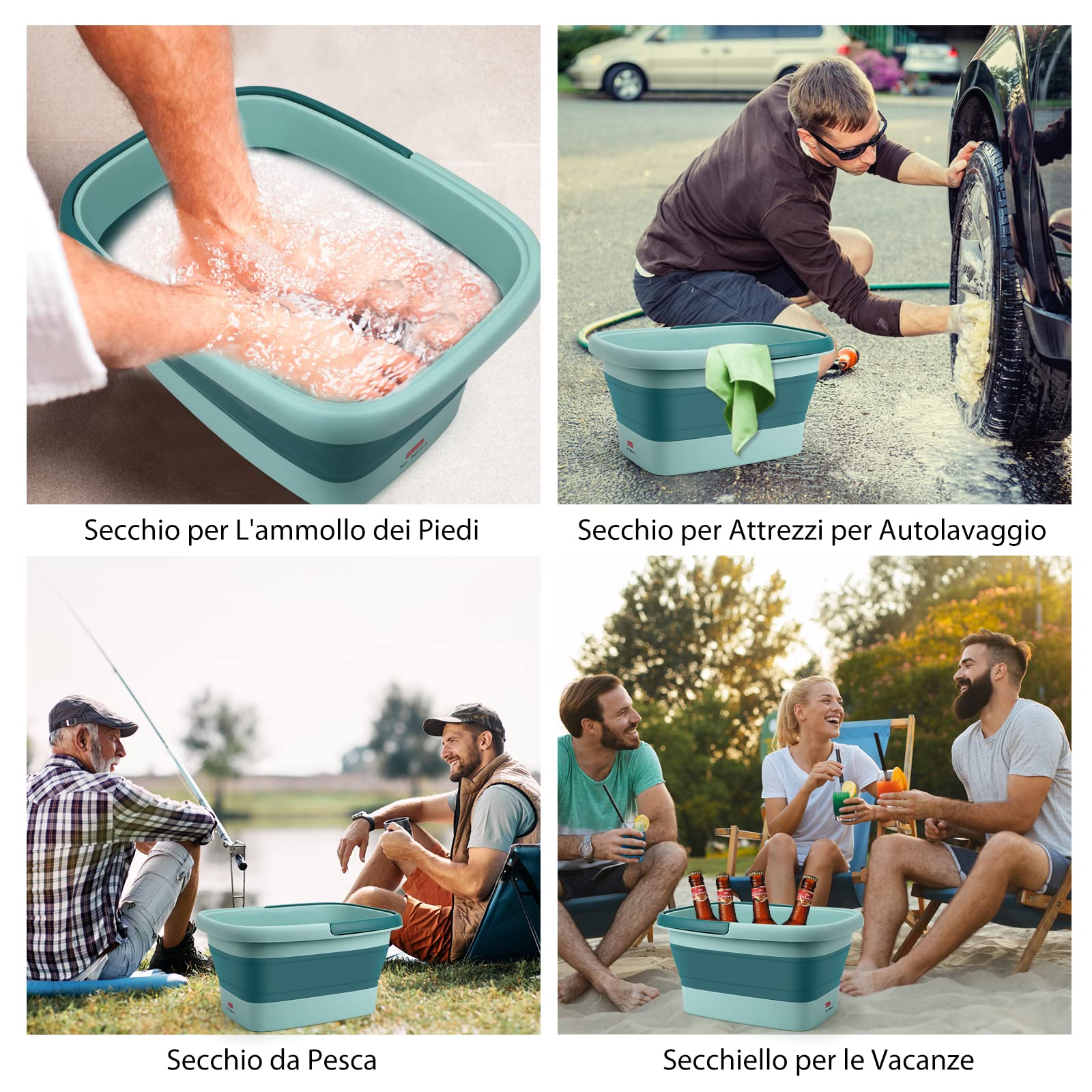 DEANIC Pediluvio Massaggiatore Piedi, Pediluvio Idromassaggio Piedi Portatile Pieghevole, Vaschetta Bacinella Pedicure con Maniglia di Trasporto, Set Massaggio 8+54 Foot Spa (Blu)