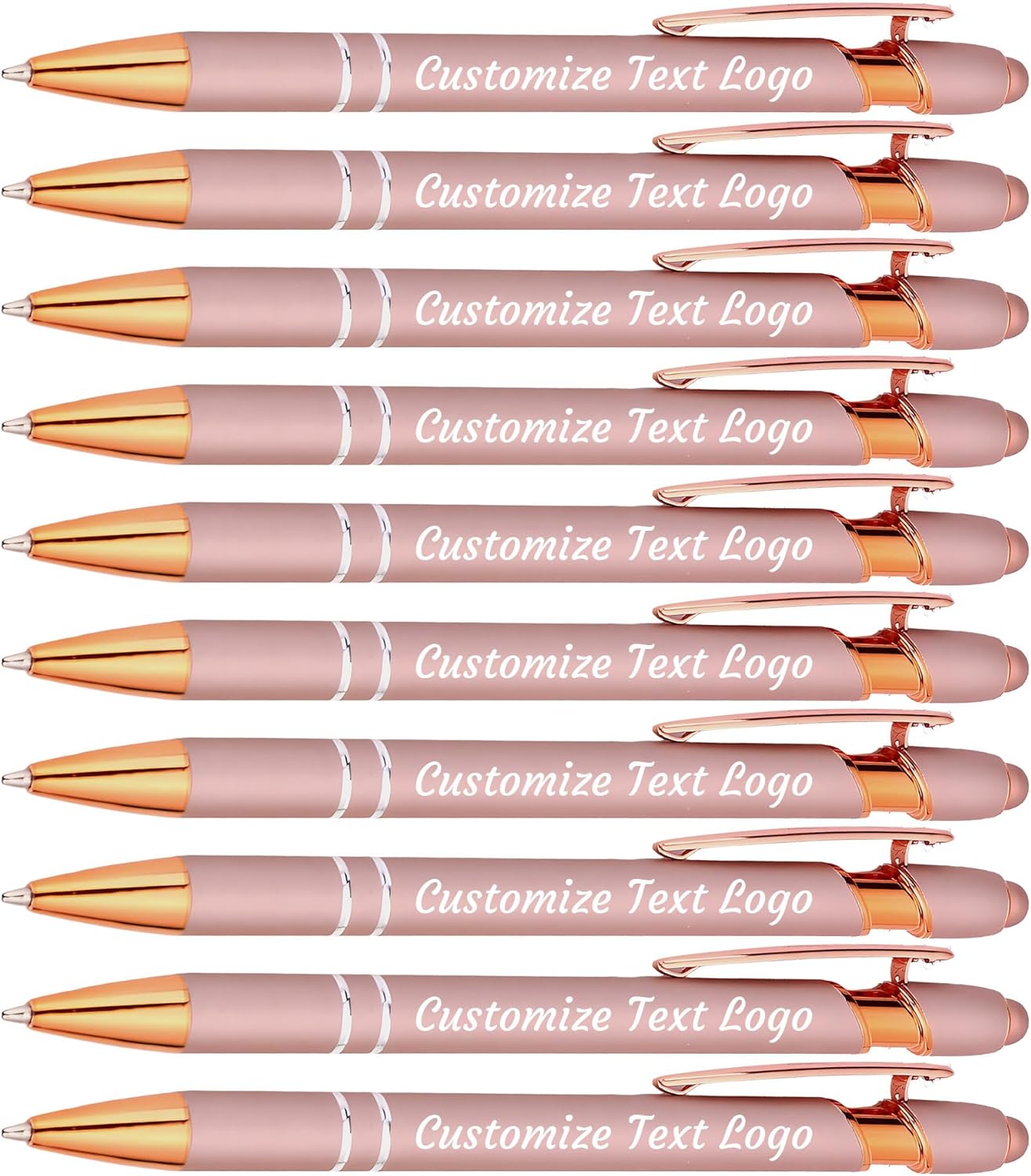 Custom Pens Customized Pens with Name Logo Personalized Engraving with Stylus Tip Retractable for Church Renuion Business Rose Gold 20 Pcs