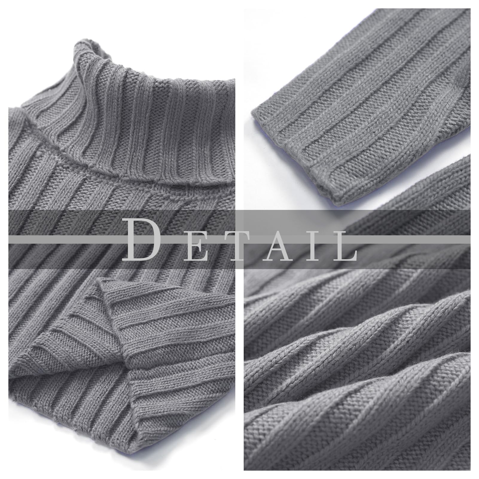Runcati Maglione a collo alto, da uomo, a treccia, per autunno e inverno, a maglia grossa, tinta unita
