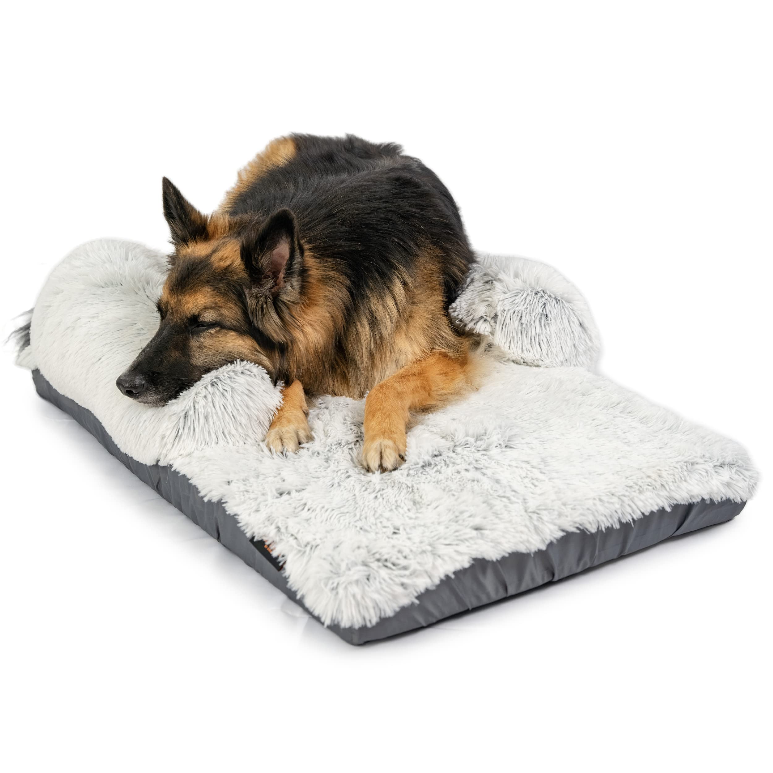 Best Friends by Sheri Nap Mat Dog Bed with Bolster - Washable Dog Bed Crate Pad with Removable Cover, Frost, 36" x 21"