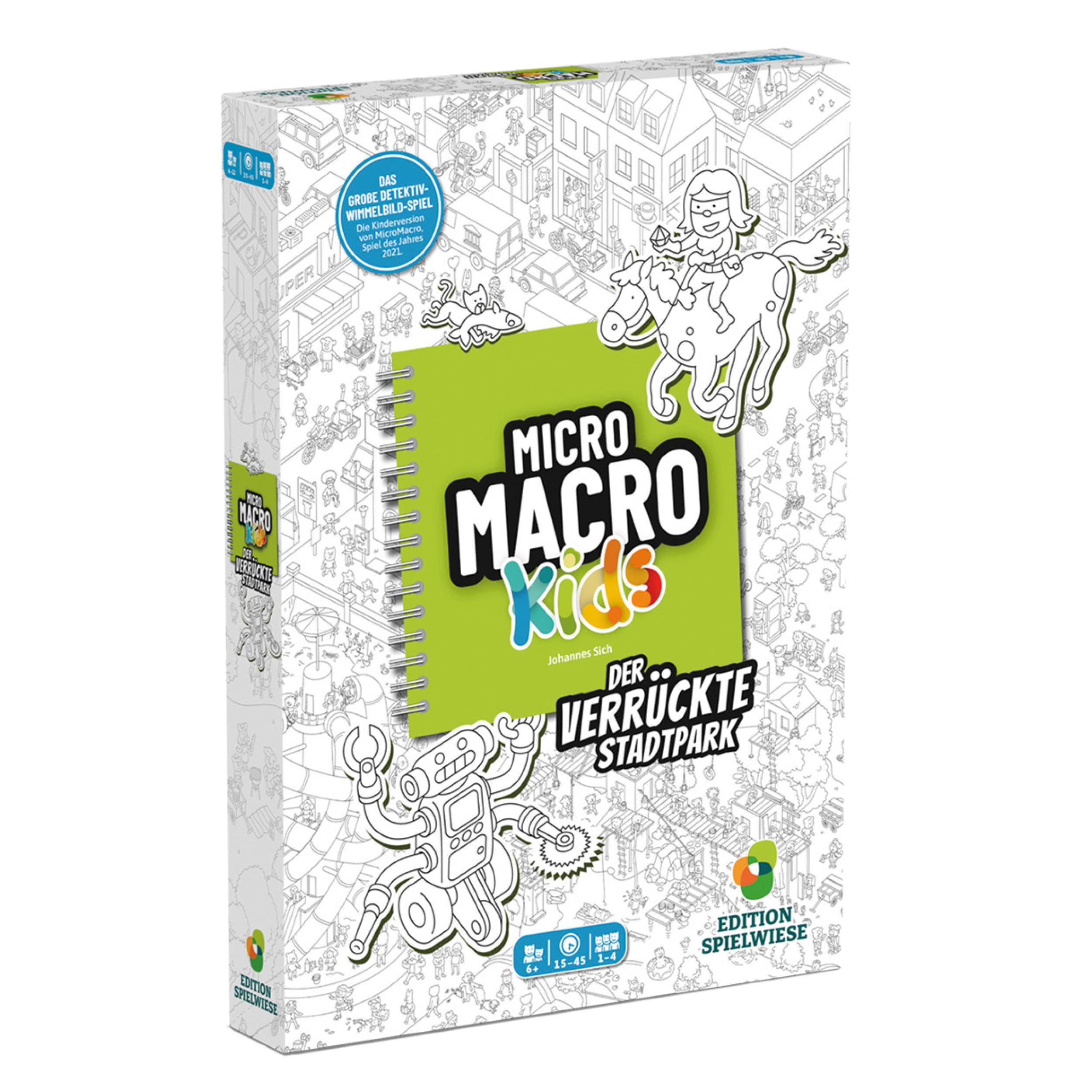 Edition Spielwiese, MicroMacro Kids: The Crazy City Park, Family Game for Young Detectives, Exciting Hidden Object Adventure, Promotes Teamwork and Creativity, for 1-4 Players from 6 Years