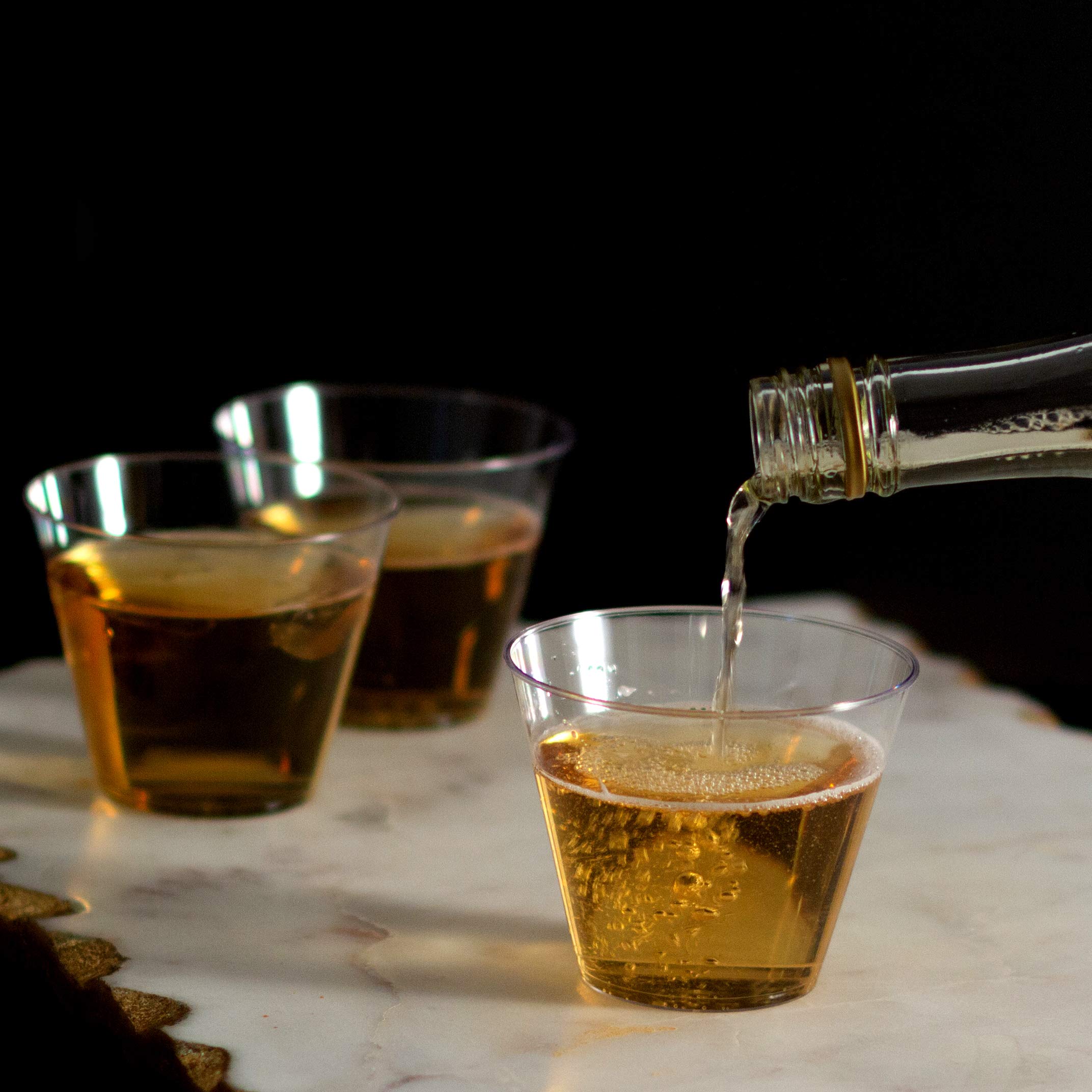 Vasos de plástico transparente | vasos desechables de 9 onzas | Vasos de estilo antiguo para bebidas y fiestas, excelente para vino, cócteles y ponche | 100 unidades