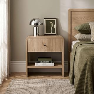 Hanah Home Eleganter Nachttisch, Sepet-Eiche, 45 x 45 x 40 cm | 100% melaminbeschichtete Spanplatte, 18 mm Stärke | Modernes Design