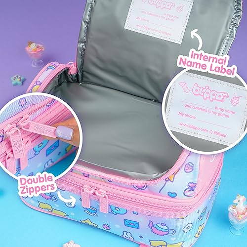 Miniatura 5 de Blippo Lonchera rosa para niñas  Lonchera aislada para niños  Bolsa de almuerzo de doble compartimento para niñas  Bolsa de almuerzo para niños para