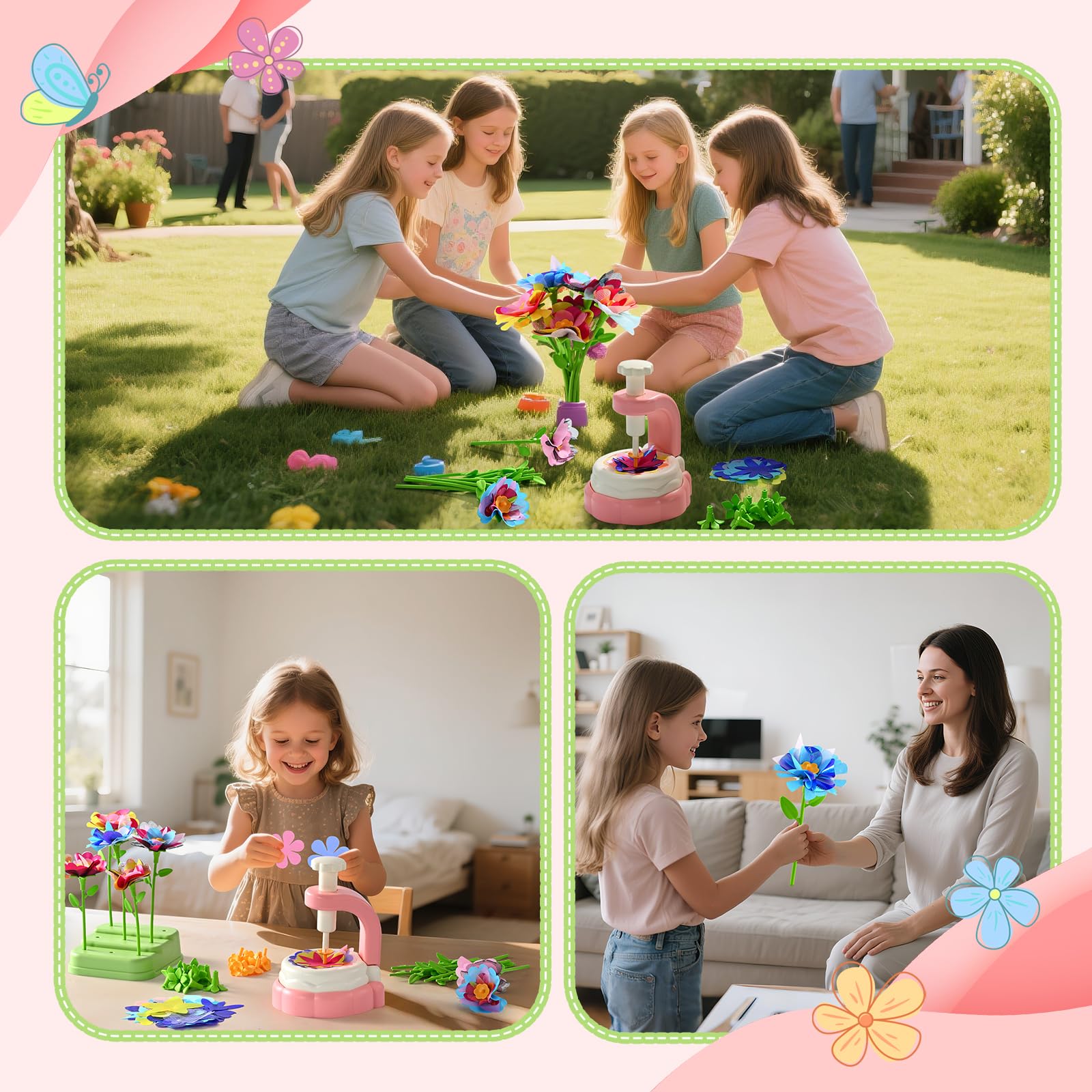 BlueSwan Manualidades, Regalo Día de la Madre, Juguetes Regalos Cumpleaños Niños Colegio para 3 4 5 6 7 8 9 10 11 12 Años, Prensa Flores Juegos Antiestrés Niña, DIY de Hija a Mamá, Flore Artificiales