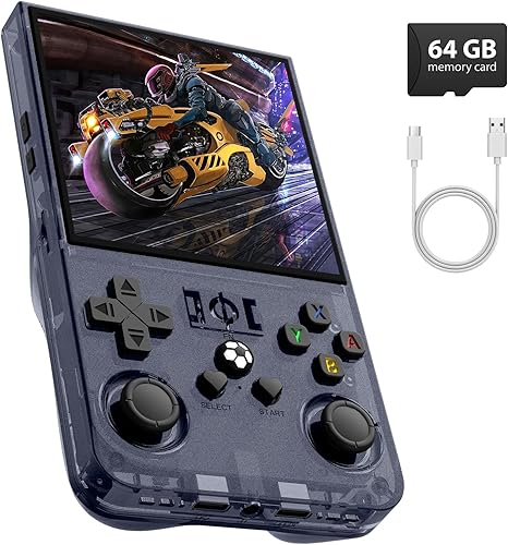 R36MAX - Consola de juegos portátil retro de 4.0 pulgadas con 64GB de videojuegos clásicos incluidos, compatible con más de 30 simuladores, consola