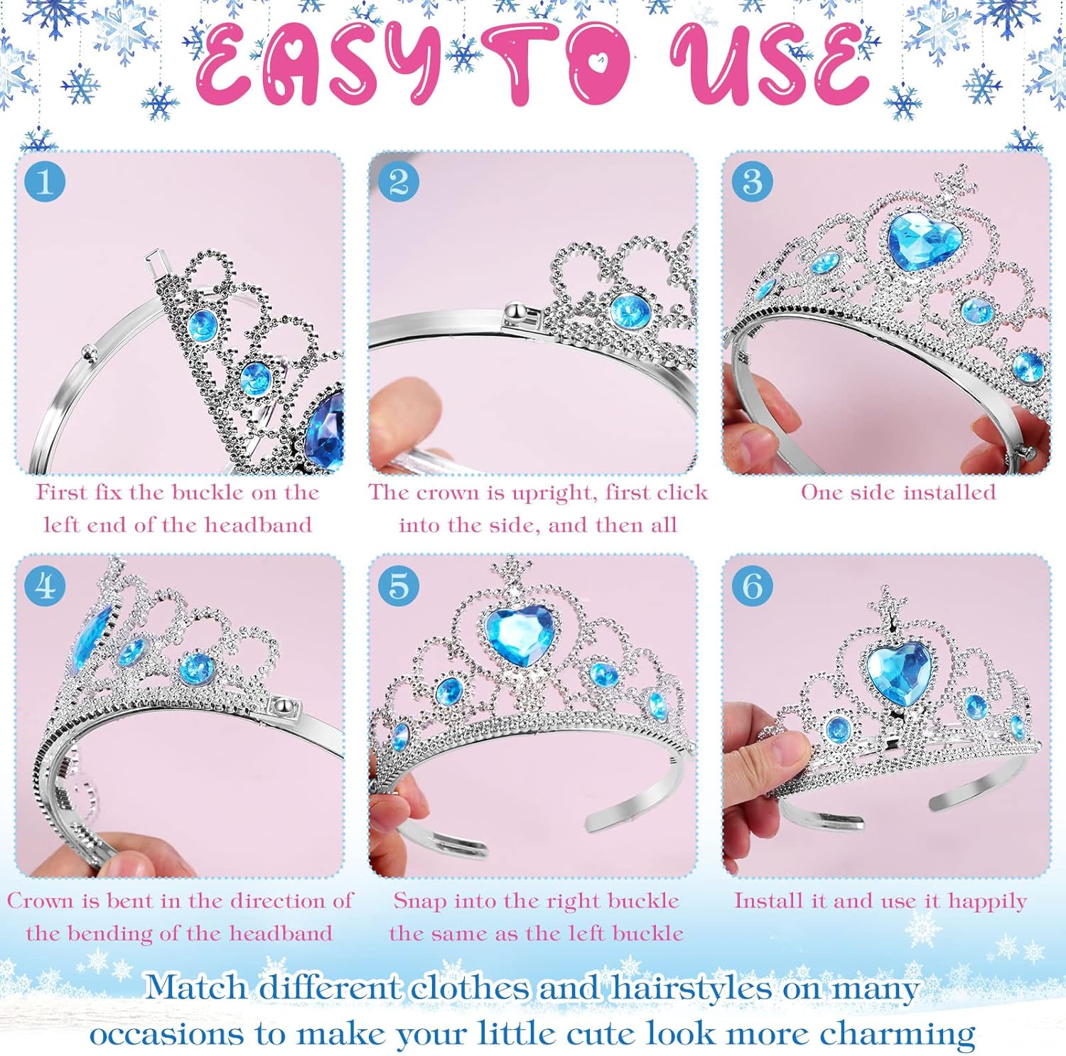 Zhanmai 24 Pcs Tiara Crown Set Princess Crown for Girls Plastic Tiaras Dress up Costume Party Favor Accessories Kid Birthday (Blue, Purple, Pink, Rose Red)