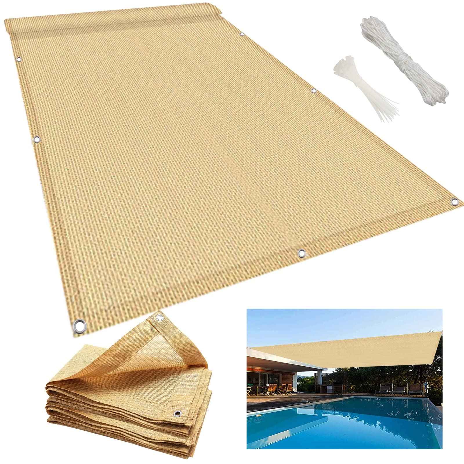 KLGFBDC Garden Shade Netting 2.2 x 2.2m Lightweight HDPE 220g/m² Windbreak Canopy UV-Resistant Sunshade for Outdoor Patio Camping Yellow Color Easy Installation