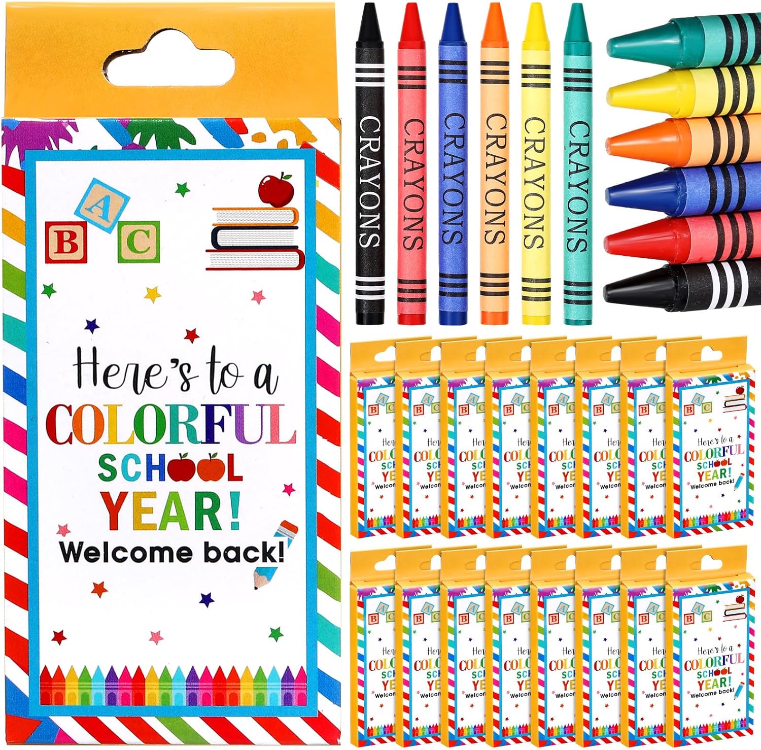 Watersay 28 Packs 12 Colors Crayons Bulk Back to School Crayon Bright Color Individual Packs Assorted Colors Art Set for Gift School Supplies