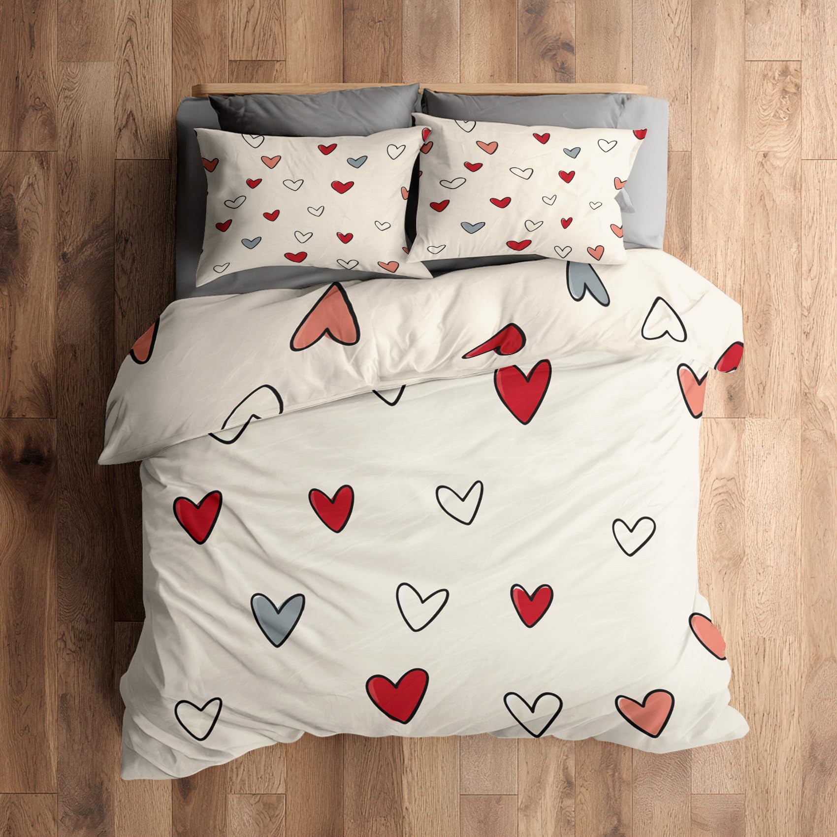 Housse de couette 240x260 microfibre doux avec taies d'oreiller 65x65