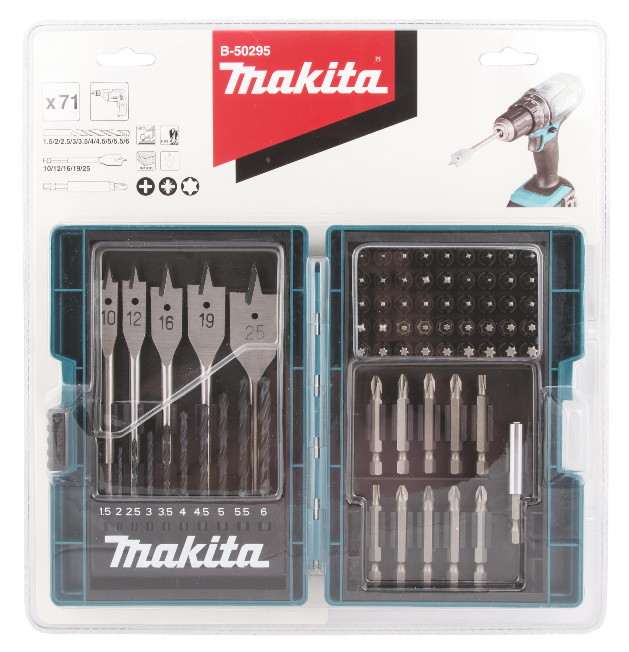 なな　7100 BLA BGB 24.5 Makita 71pcs Drill Bit Set - Titanium, Black Oxide, Spiral Point
