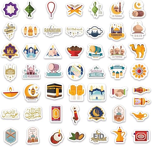 Miniatura 2 de 100 calcomanías de Ramadán y Eid, calcomanías islámicas de Karrem para decoración del hogar, bolsas de regalo, laptops, monopatines, botellas de