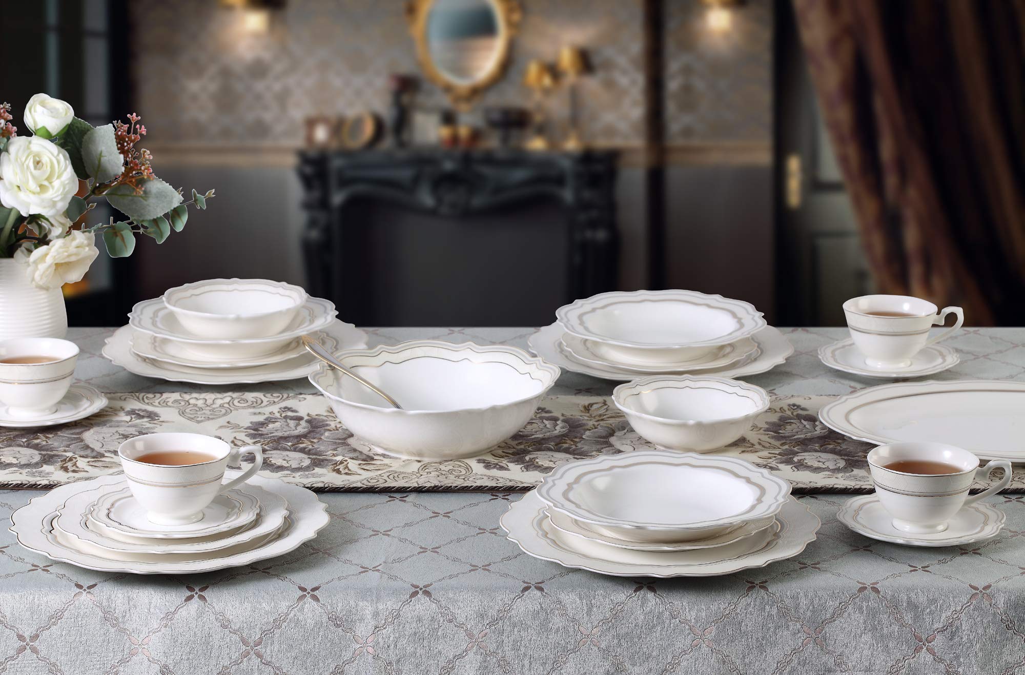  BONE CHINA　食器 Amazon.com | Karaca Siena 53-Piece Porcelain Plates and Bowls Set
