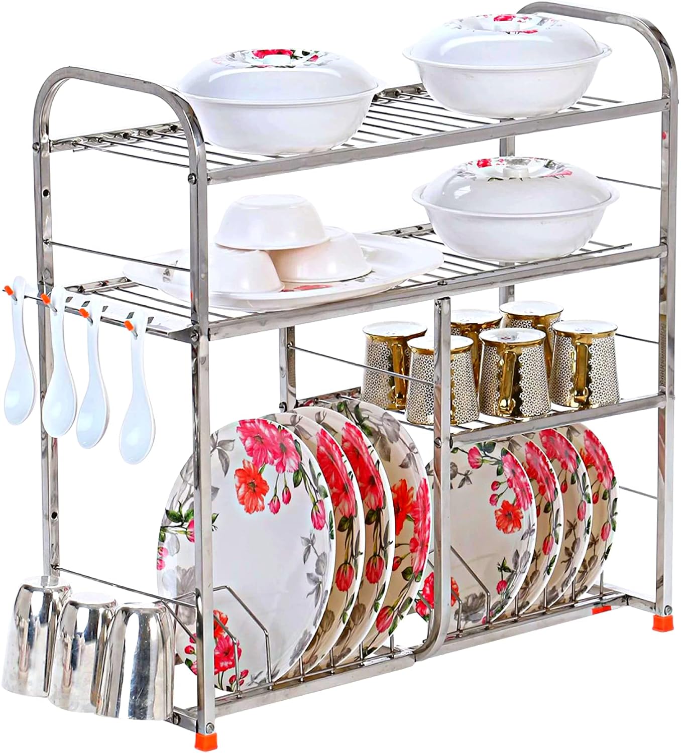 WINSTAR Stainless Steel 4 Shelf Wall Mount Kitchen Utensils Rack Dish