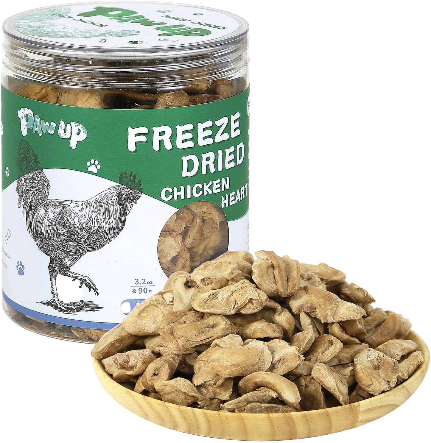 Freeze Dried Chicken Heart Pet Treats, High Protein Freeze-Dried Pet Food for Dogs, Cats, Fresh Ingredient, 3.2 oz, Rawhide Free, Gluten&Grain Free