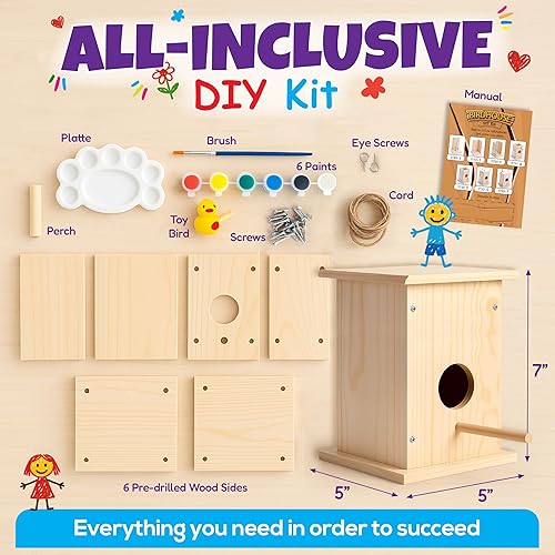 Miniatura 5 de LATI TOYS Kit de casa de pájaros de alta calidad para que los niños construyan fácil de hacer para colgar casa de pájaros de madera para