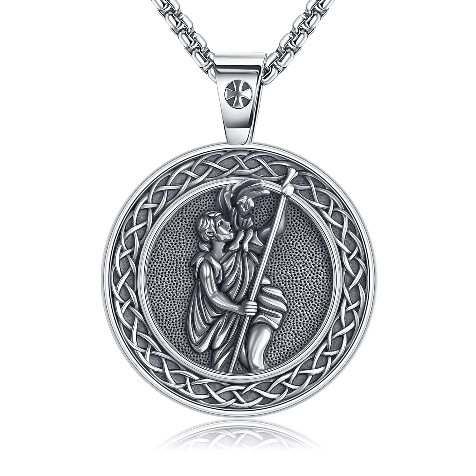 URONE Halskette Mit Heiligem Christophorus 925er Sterlingsilber Anhänger Mit St. Christophorus Medaille Religiöser Schmuck Geschenke Für Männer Und Frauen