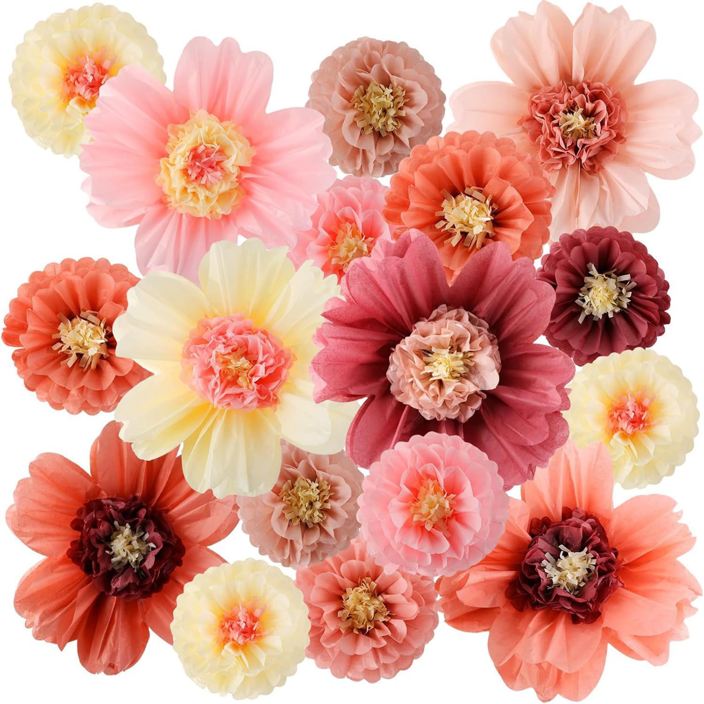 Pineeseatile Large Paper Flowers, 19.7 Inch Tissue Paper Flowers Decorations - Dusty Beige Retro Giant Flower For Wall, Tissue