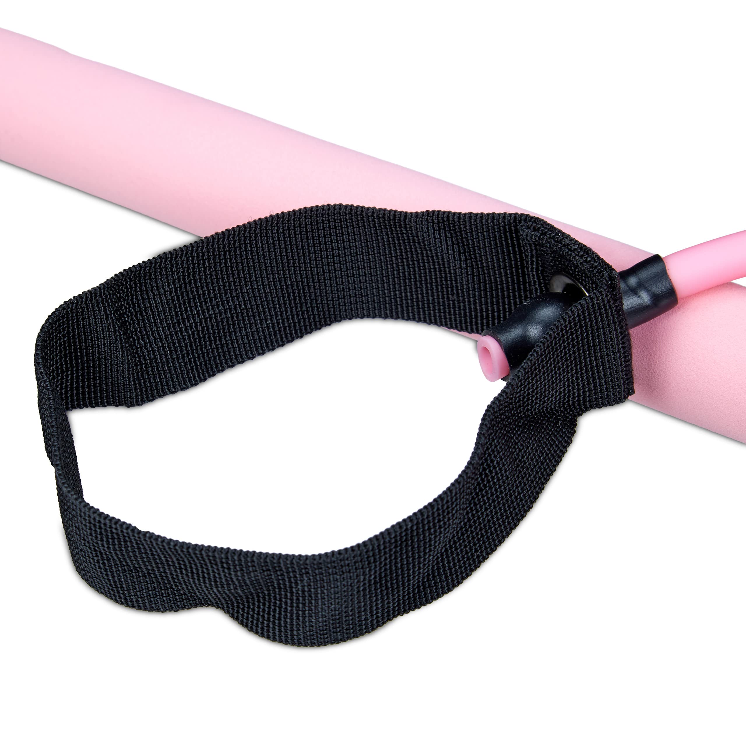 Relaxdays Barra Pilates con 2 Elastici, per Esercizi di Resistenza e Yoga, Bastone con Fascie con Corda per Piede, Rosa