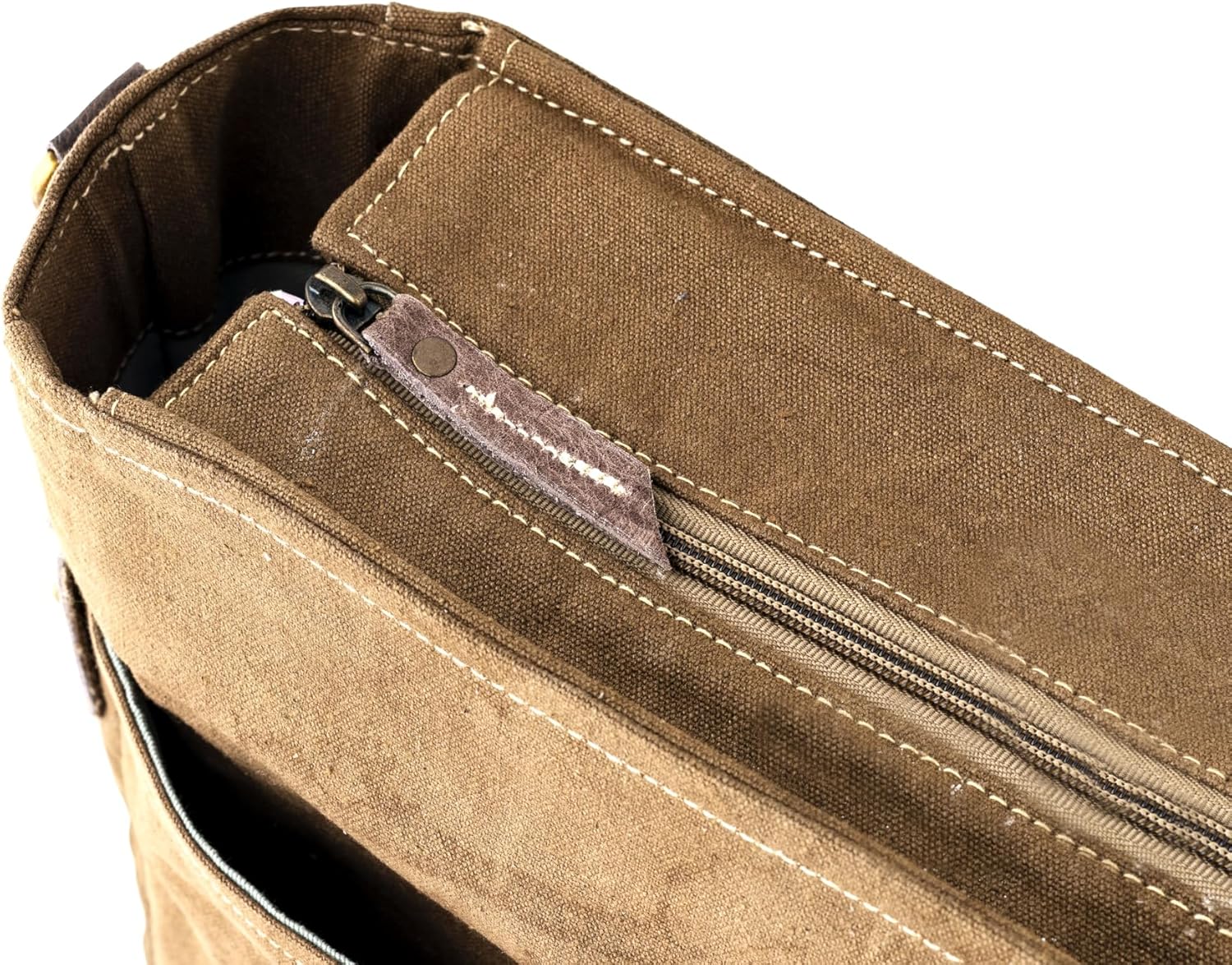 3B-Upcycled Vintage Military Leather Canvas Shoulder Bag Laptop Messenger Bags Medium Crossbody Purse, Boho Bag with 2 Straps