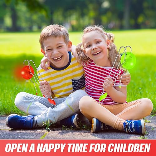 Vista 38 de Sumind 6 piezas de ruedas giratorias magnéticas retro, juguete de Navidad iluminado, rieles giroscópicos, Twirler, clásico, vintage, truco, Yoyo