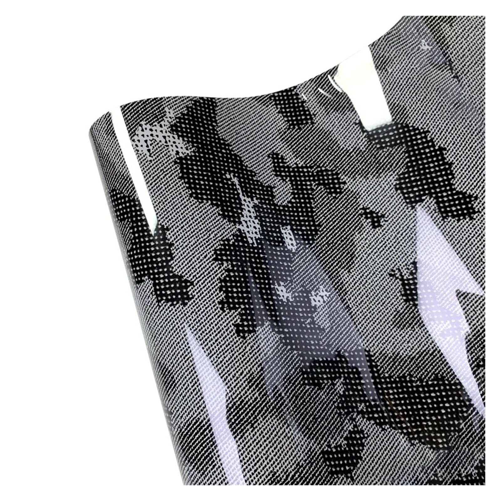 Film vinyle camouflage en fibre de carbone gris 50x500cm pour voiture