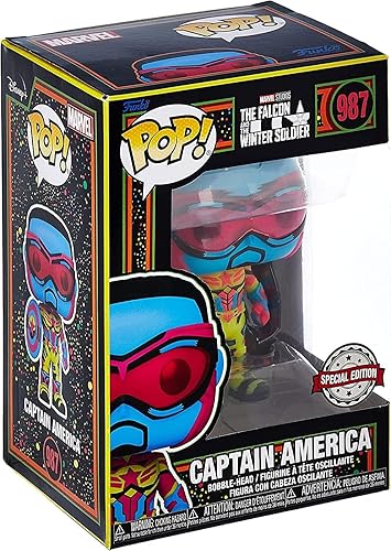 Miniatura 2 de Funko Pop! Marvel El Halcón y el Soldado de Invierno - Figura de vinilo exclusiva de Capitán América Blacklight #987
