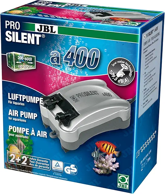 JBL ProSilent a400 Aquarium Luftpumpe für 200-600 Liter Süß- und Meerwasser