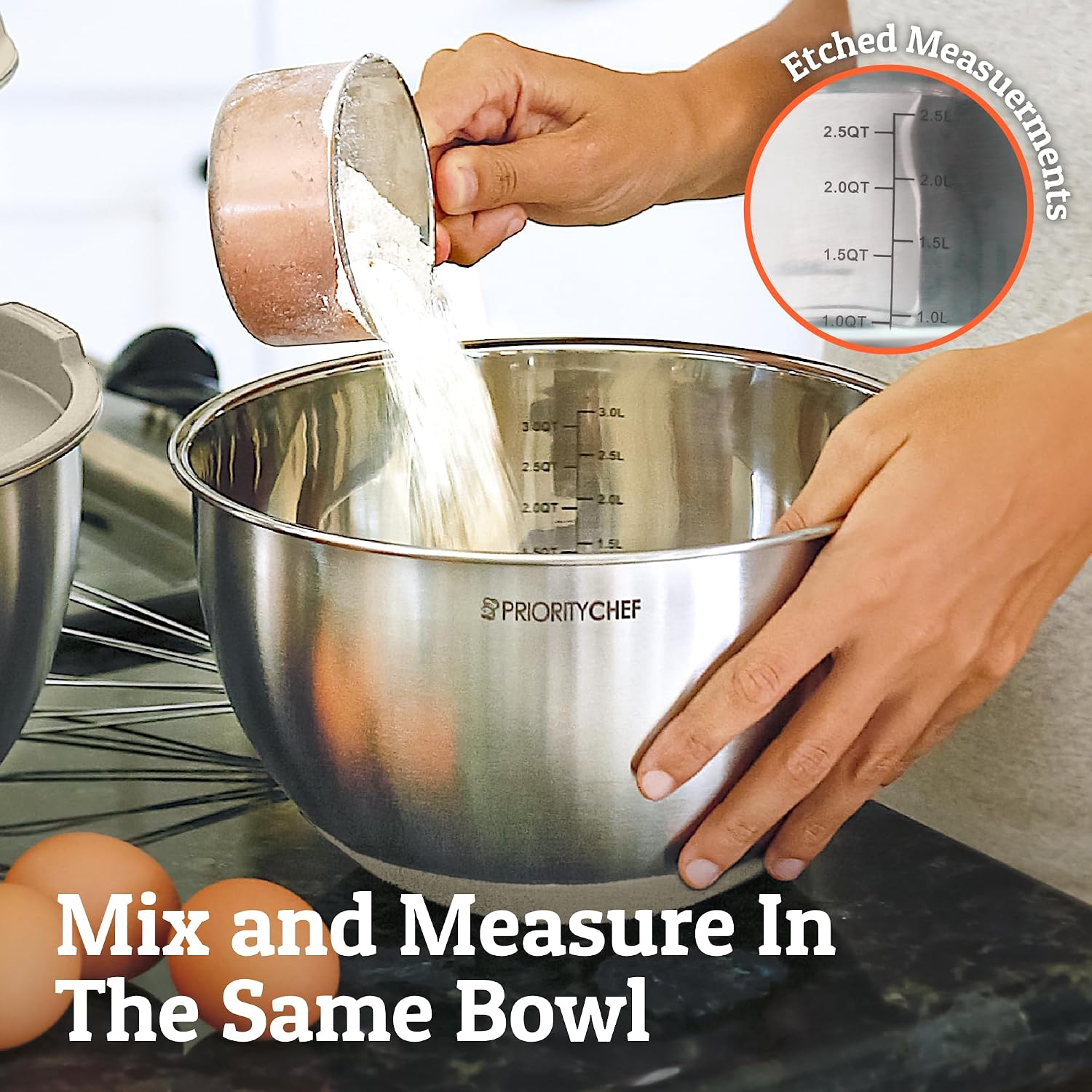 Priority Chef Premium Mixing Bowls With Lids Set, Airtight Lids, Thicker Stainless Steel, Non-Slip Base, 5 Nesting Steel Bowls for Kitchen, Large Prep Metal Bowl Set 1.5/2/3/4/5 Qt, Khaki image 5