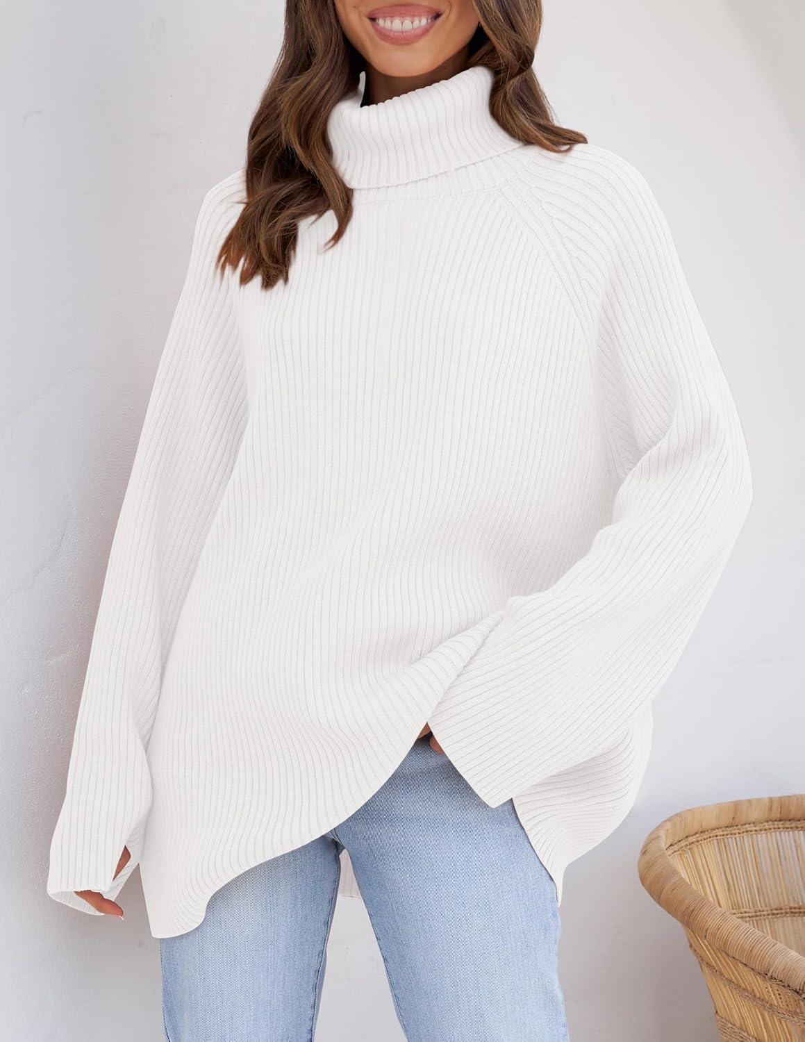 ZESICA Women's 2026 Fall Winter Sweaters Oversized Turtleneck Long Sleeve Chunky Knitted Pullover Sweater Jumper Tops - Image 3