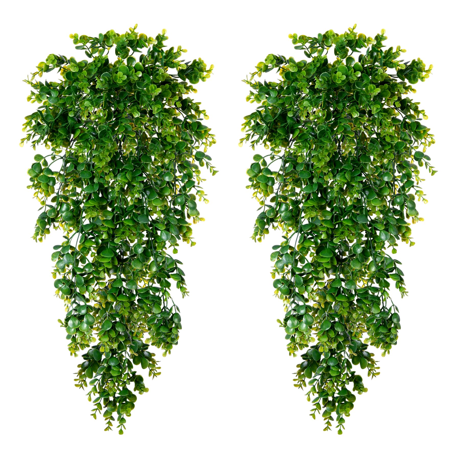 Hrobek Fake Hanging Plants, 2pcs 3ft Lifelike Artificial Eucalyptus Greenery for Spring Summer Decoration, Faux Vine Plant for Wall Shelf Home Office Patio Indoor Outdoor Decor