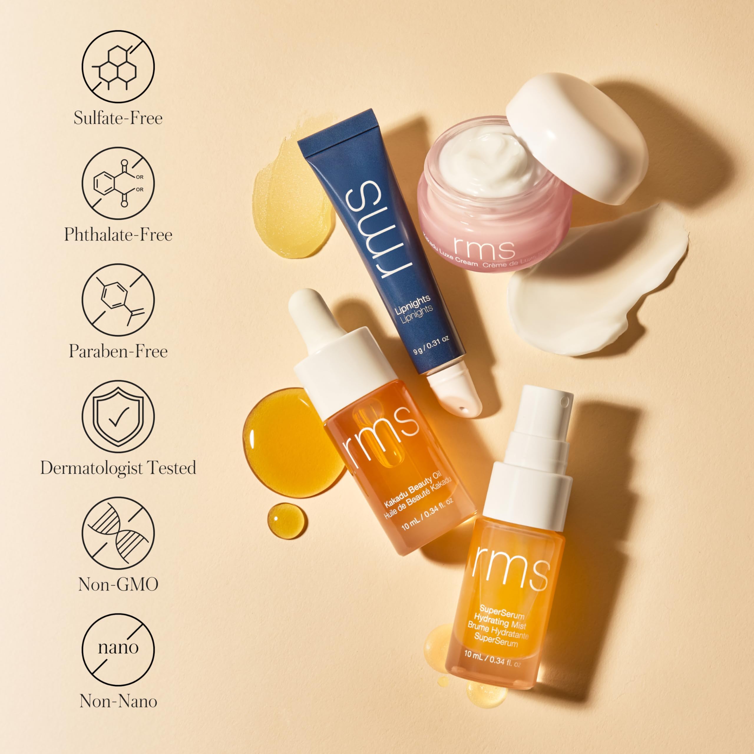 RMS Beauty Skin-to-Skin Discovery Set – 4-Piece Skincare Essentials Kit – Includes 24-Hour Hydration Face Oil, Cream, Mist & Full-Size Lip Mask – Non-Comedogenic & Clean Beauty Gift Set