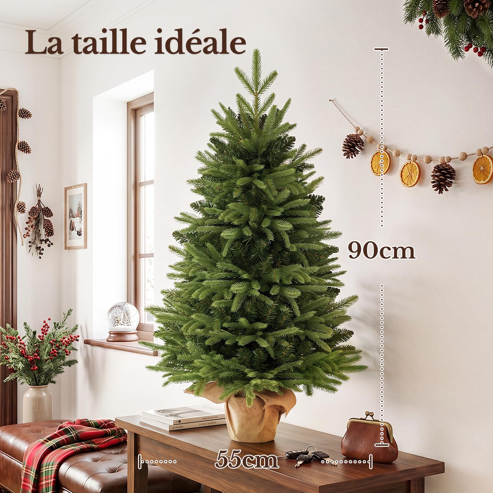 Hokeeper Sapin de Noël artificiel de 120 cm | Sapin de Noël artificiel en pot - Pour l'intérieur et l'extérieur - Branches réalistes en polyéthylène