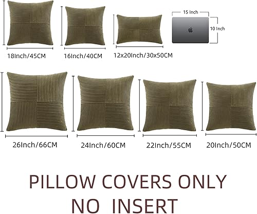 Miniatura 8 de Fancy Homi - 2 fundas decorativas para cojín grande de pana suave con diseño de retazos, para sala, sillón o cama, decoración rústica y bohemia de