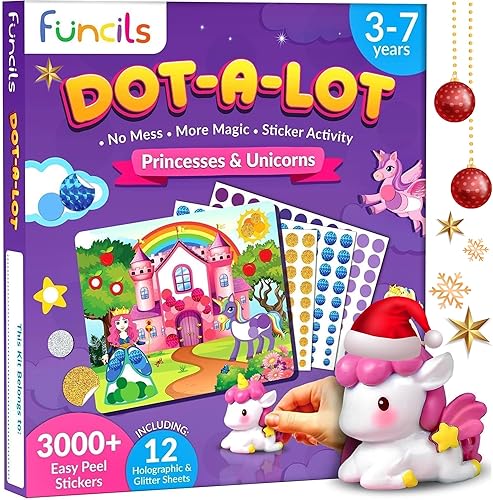 Dot Art Activity - Kit de calcomanías de unicornio y princesa, suministros de arte y manualidades para niños, regalos de cumpleaños para niños y