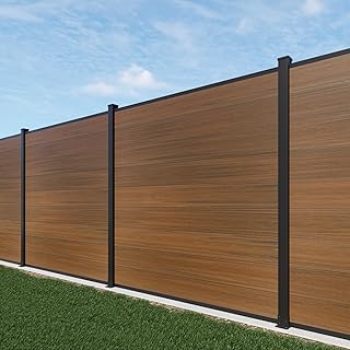6'' x 6'' Outdoor Privacy Fence, Wind Resistant, Wood Plastic Composite Fence Panel with 1 Post, Fencing for Yard, Backyard, Garden and Pool