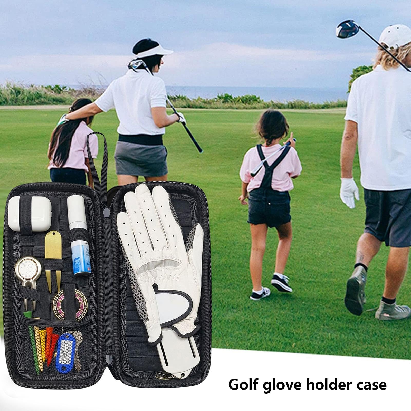 Borsa portaoggetti per guanti da golf - da golf Custodia protettiva Custodia rigida per guanti | Custodia per guanti da golf con vani portaoggetti collegabili e ganci per uso esterno