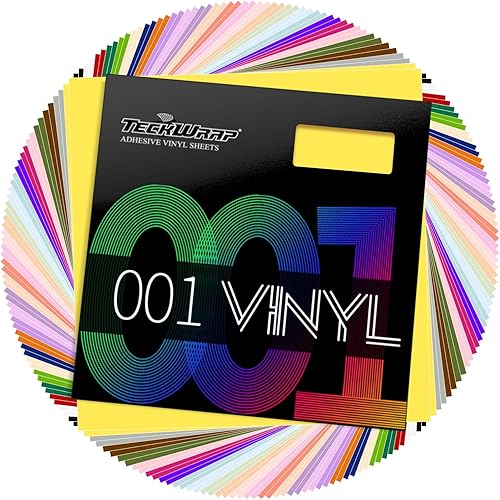 TECKWRAP 001 Permanent Adhesive Vinyl Bundle - 54Pack Vinyl Sheets (12”x12 Glossy, Matte) for Cutting Machines and Craft Cutter, DIY Craft, Car Decals, Party Decoration, Sticker