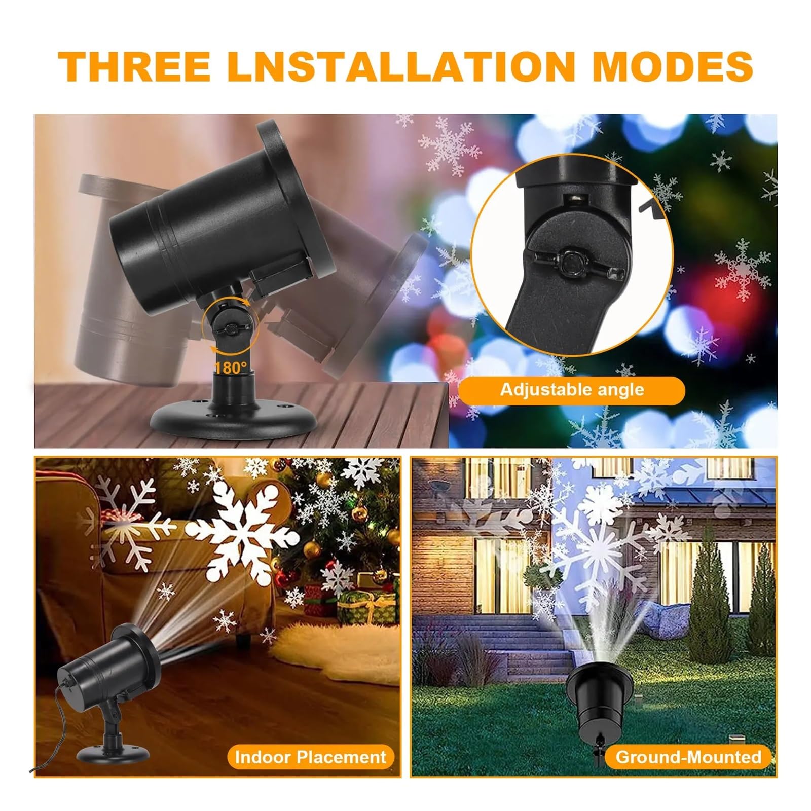Luci del proiettore, luci del proiettore di Neve di Natale IP65 Impermeabile all'aperto Fiocco di Neve LED proiettore Rotante Neve Bianca Caduta Lampada di proiezione Natale, Festa Giardino