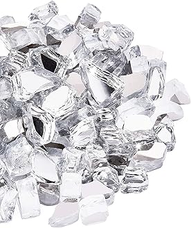 NUPICK 20 lb 1/2 Inch Reflective Fire Glass, Safe, Non-Blackening, Eco-Friendly, Sparkly, Modern, Contemporary, Indoor/Outdoor