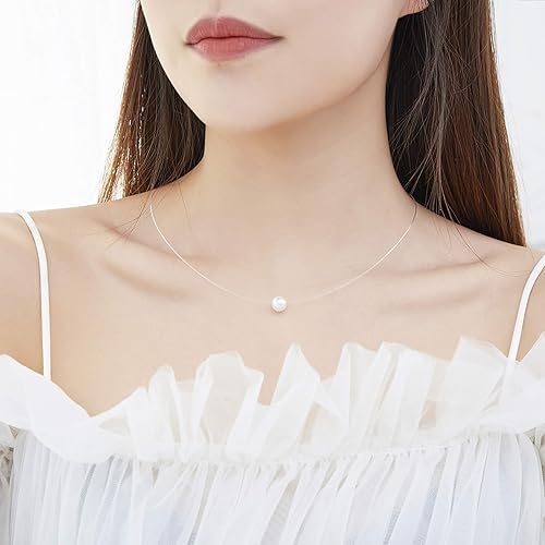 Miniatura 3 de Starain Juego de 8 collares de línea de pesca para mujer, diseño de estrella de luna única, circonita cúbica, collar de gargantilla